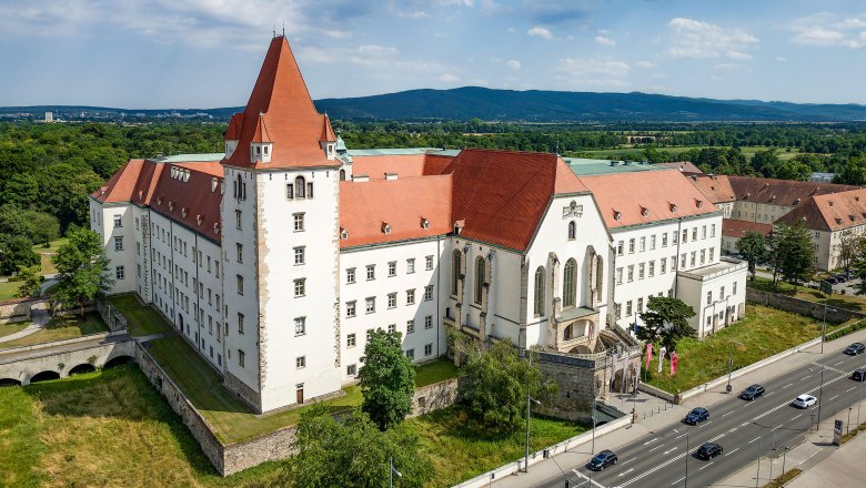 Aerial view of the Theresian Military Academy in Wiener Neustadt, Austria.