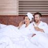 Double room, couple drinking champagne