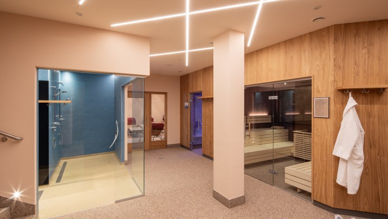 Modern wellness area with various saunas