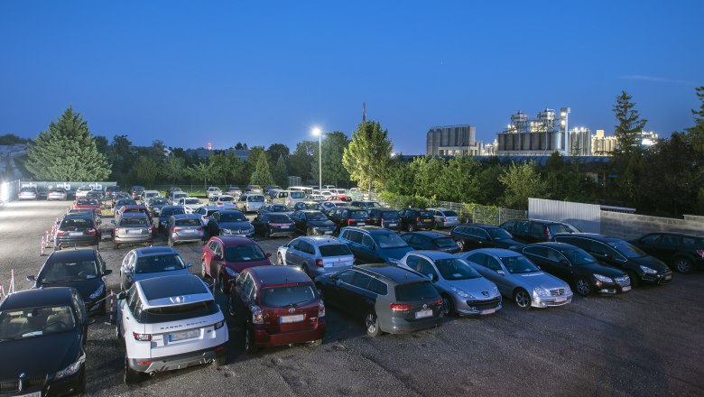 Park & Fly, parking lot with cars at Vienna Airport